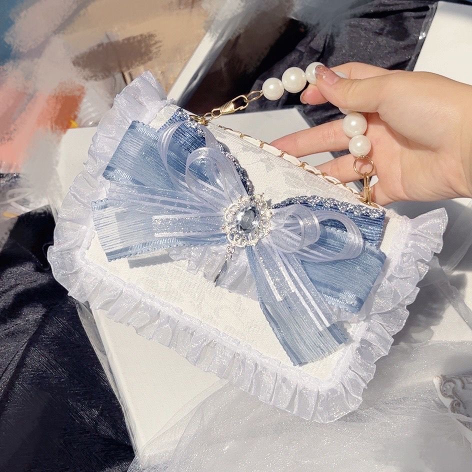 Luxury Bags Blue - chain silver and blue lolita lace