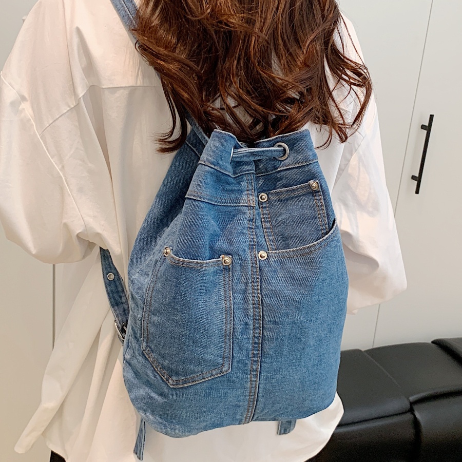 Luxury Bags Blue - Denim Female Backpacks Casual School Backpack