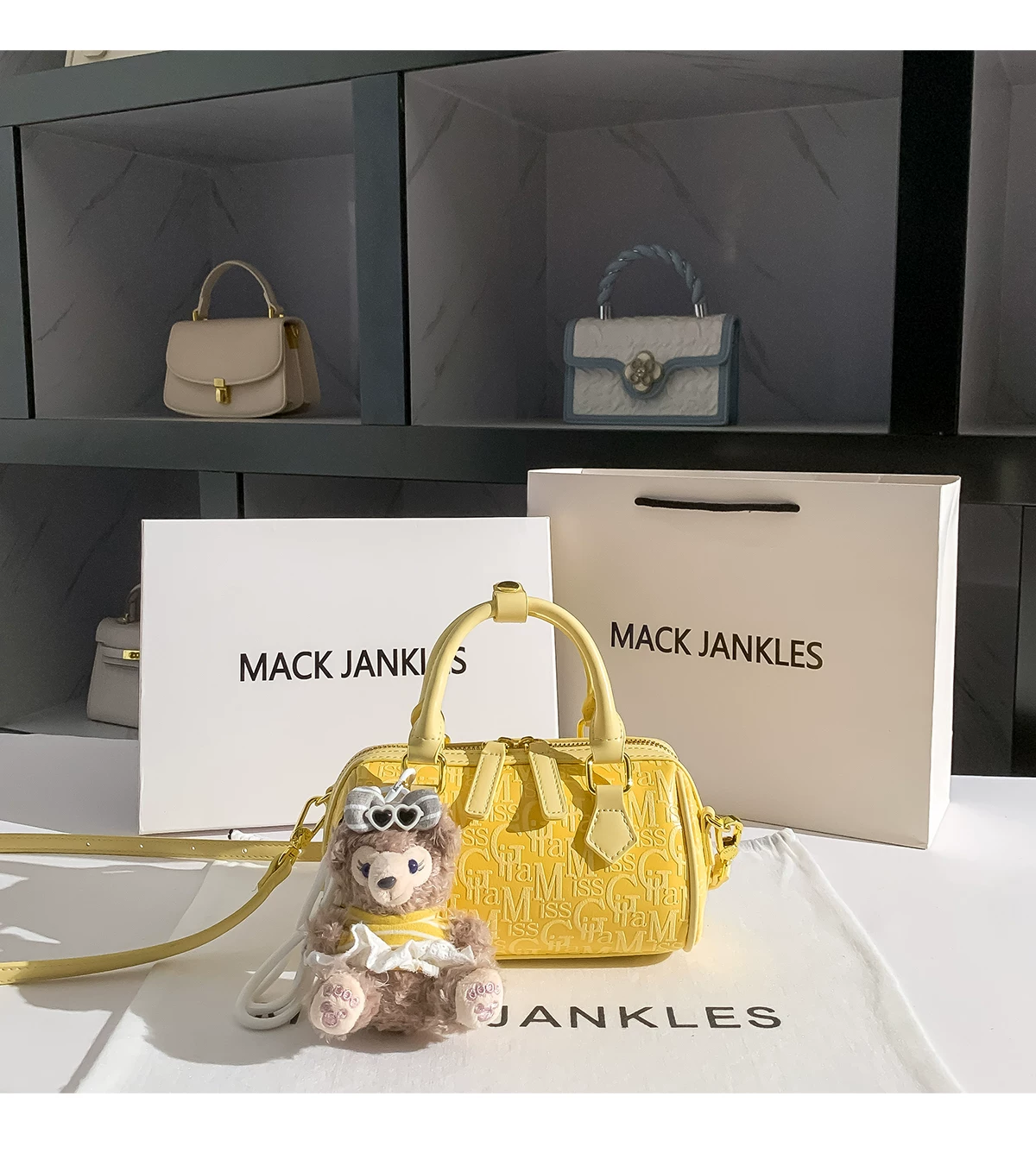 Fashion Yellow Letter Embossed - Luxury Bags Yellow recension och pris
