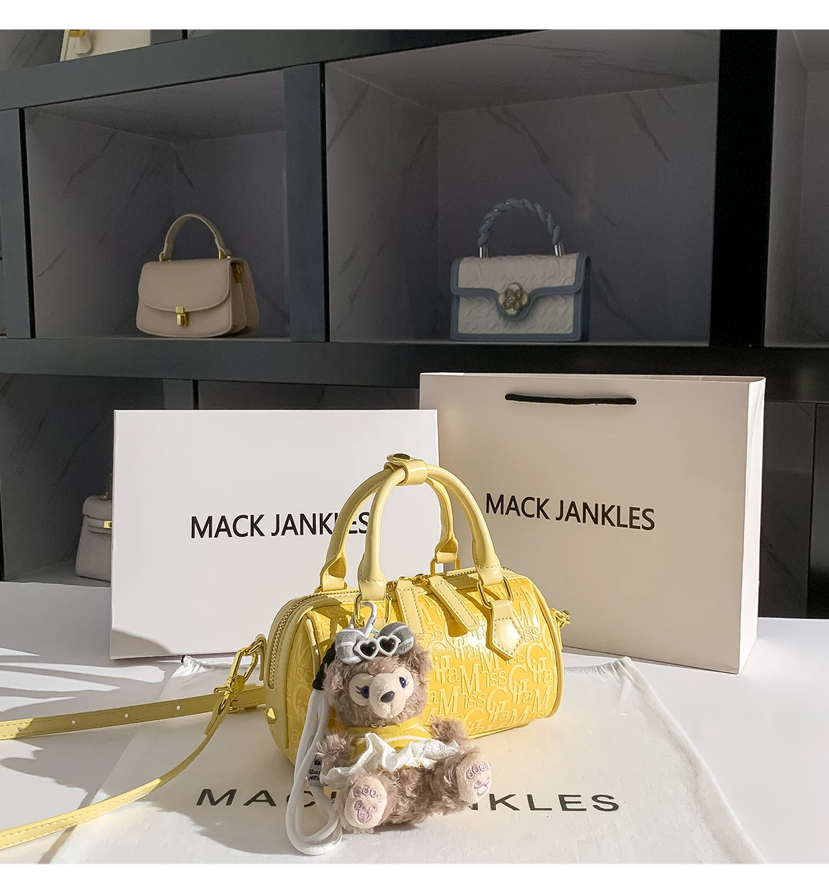 Fashion Yellow Letter Embossed - Luxury Bags Yellow recension och pris