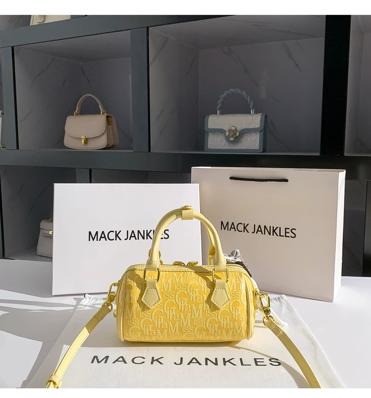 Fashion Yellow Letter Embossed - Luxury Bags Yellow recension och pris