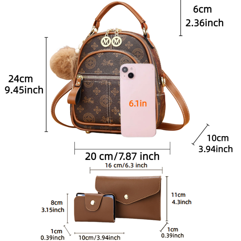 3-piece women's bag set, light - Luxury Bags For You recension och pris