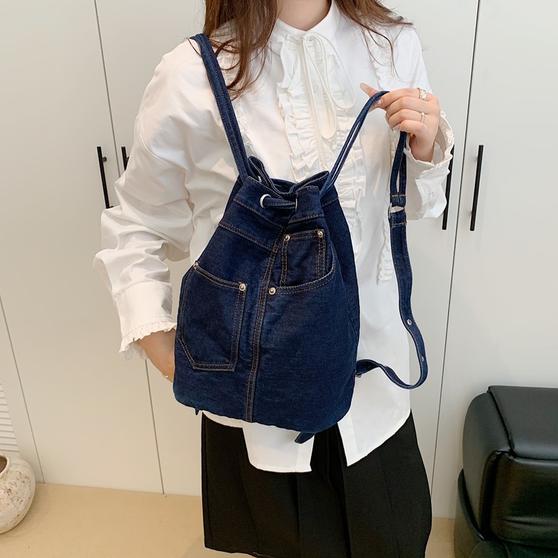 Denim Female Backpacks Casual  - Luxury Bags Blue recension och pris